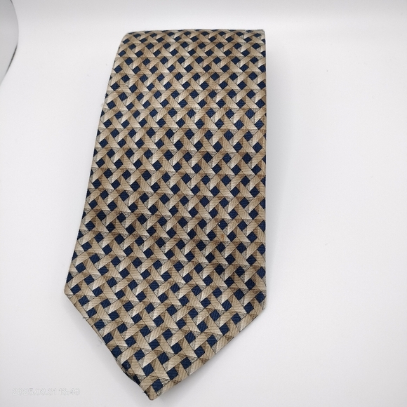 Luigi Valentino Men's Necktie Geometric Weave Patterned Tie Classic Luxury - Picture 7 of 9